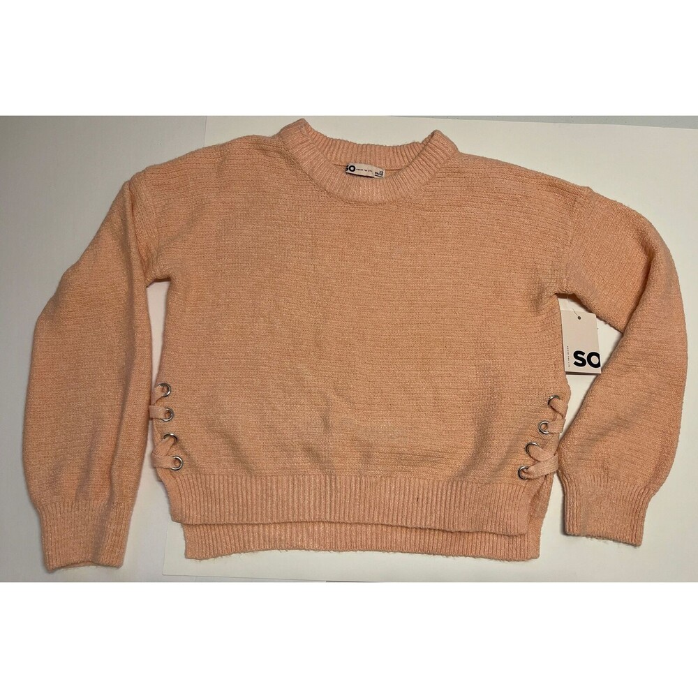 SO Hazy Peach Juniors Criss Cross Lace Up Sides Pullover XS (New)